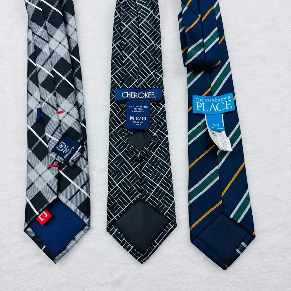 Boys clip on ties. Bundle of 3 ties. 2 clip on, 1 adjustable neck strap tie.
